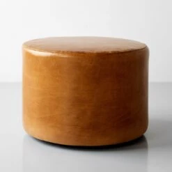 Cylinder Cognac Leather Ottoman