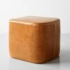 Block Cognac Leather Ottoman -Furniture Store 102988 1