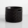 Woven Leather Black Round Floor Basket 2 Woven Leather Black Round Floor Basket -Furniture Store 103060 1