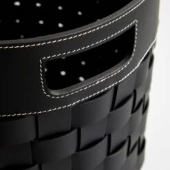 Woven Leather Black Round Floor Basket 10 Woven Leather Black Round Floor Basket -Furniture Store 103060 3