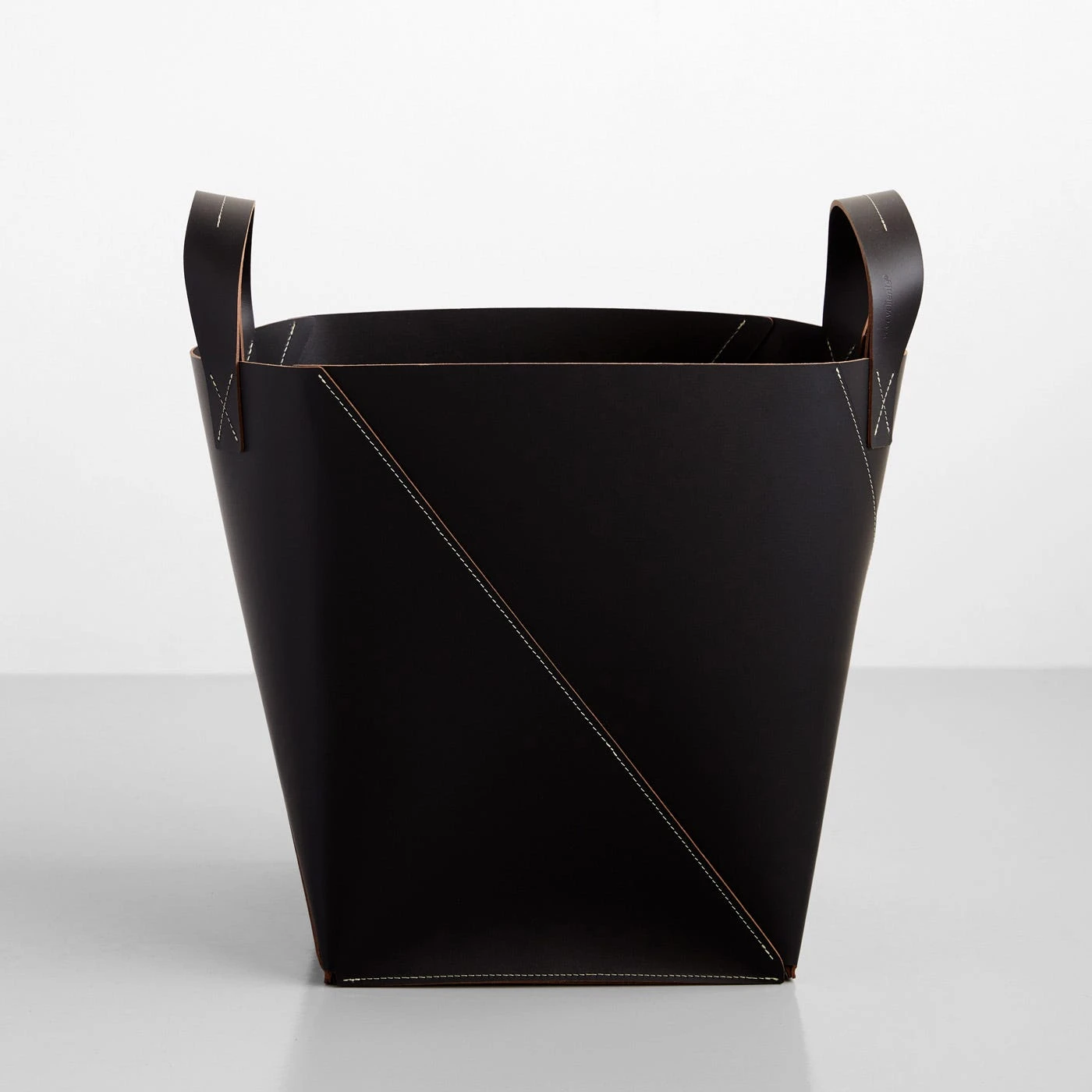 Twist Black Leather Floor Basket 4 Twist Black Leather Floor Basket - Image 2