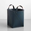 Twist Deep Teal Leather Floor Basket 2 Twist Deep Teal Leather Floor Basket -Furniture Store 103102 1