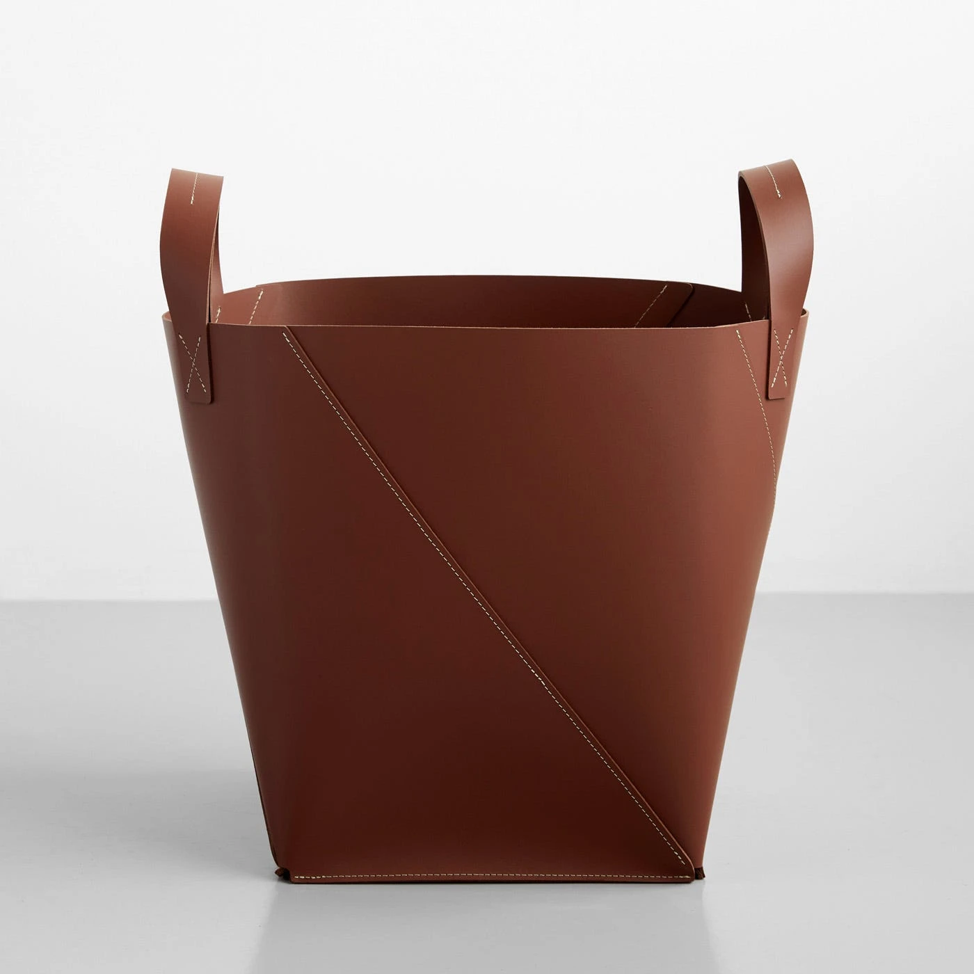 Twist Pecan Leather Floor Basket 4 Twist Pecan Leather Floor Basket - Image 2