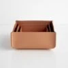 Square Clay Leather Storage Bins Set Of 3 -Furniture Store 103105 1