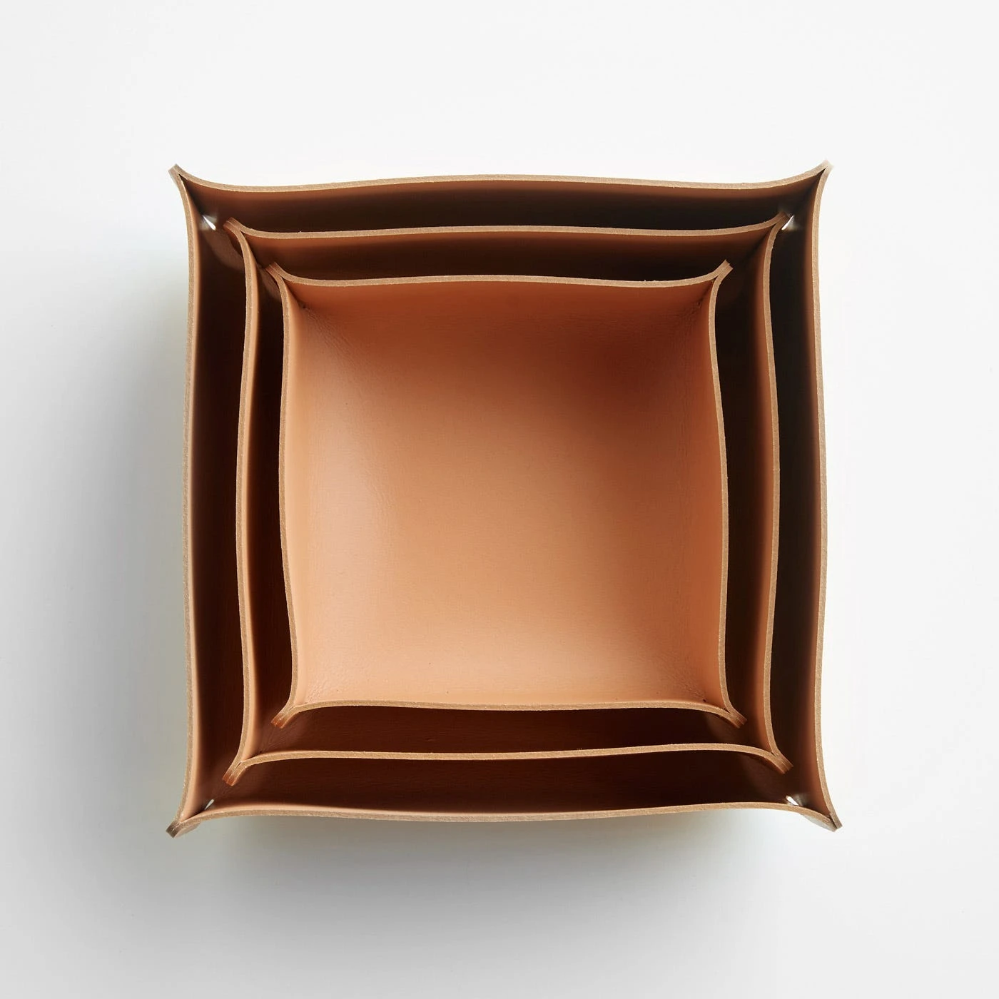Square Clay Leather Storage Bins Set Of 3 4 Square Clay Leather Storage Bins Set Of 3 - Image 2