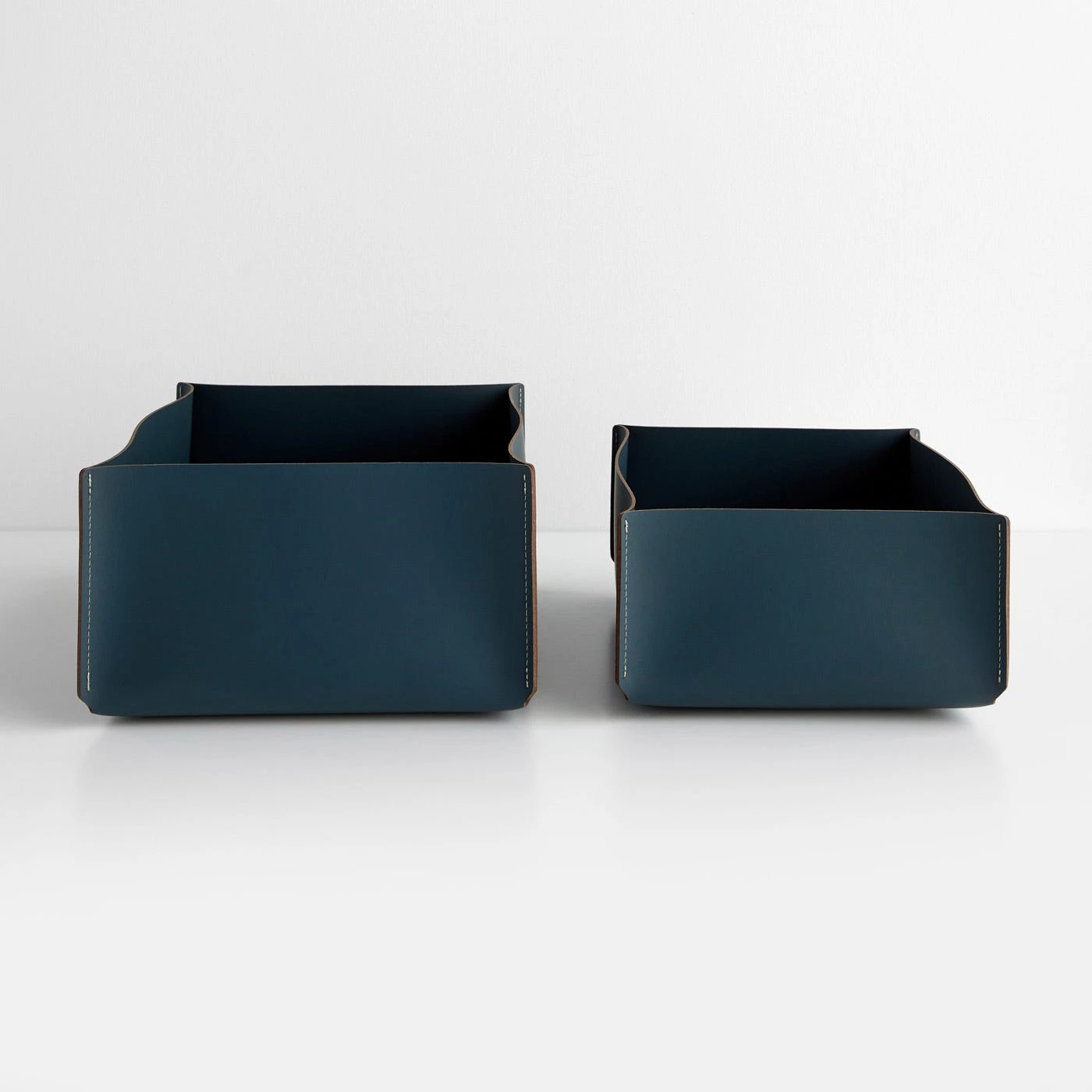 Rectangular Deep Teal Leather Storage Bins Set Of 2 5 Rectangular Deep Teal Leather Storage Bins Set Of 2 - Image 3