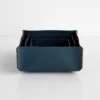 Square Deep Teal Leather Storage Bins Set Of 3 -Furniture Store 103107 1