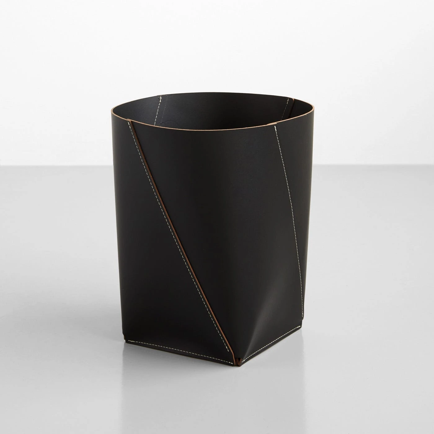 Twist Black Leather Waste Bin 3 Twist Black Leather Waste Bin