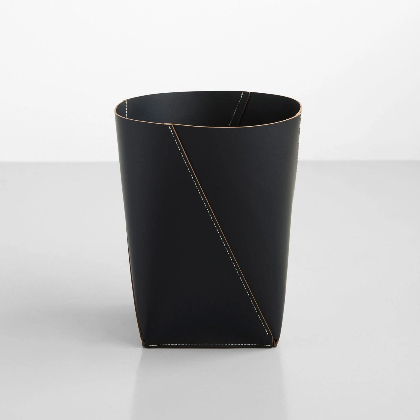 Twist Black Leather Waste Bin 4 Twist Black Leather Waste Bin - Image 2
