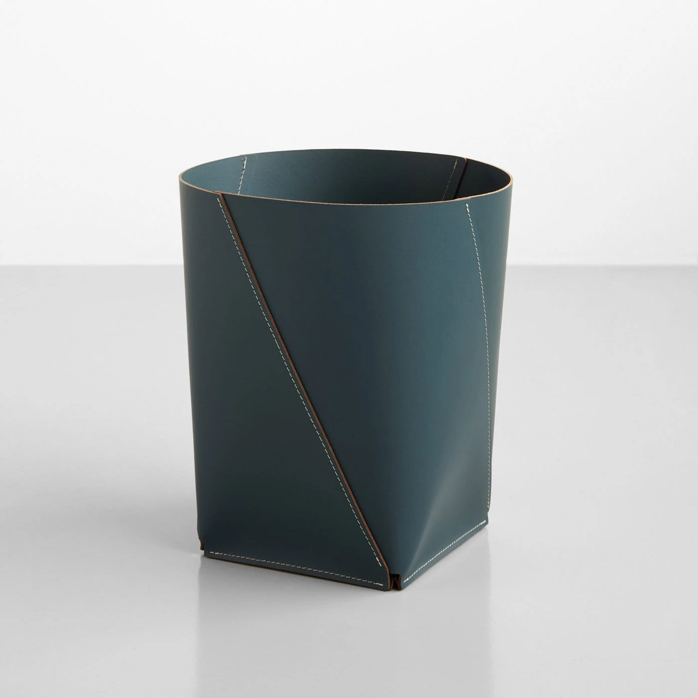 Twist Deep Teal Leather Waste Bin 3 Twist Deep Teal Leather Waste Bin