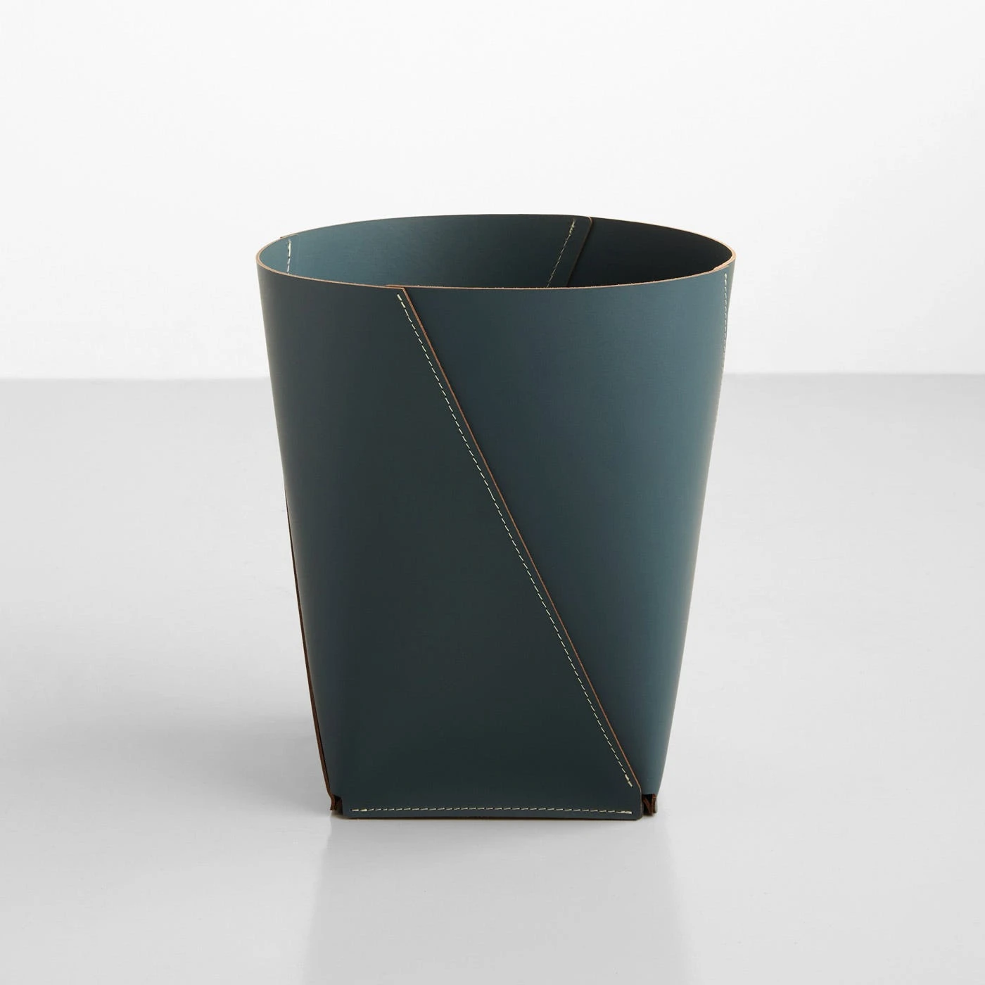 Twist Deep Teal Leather Waste Bin 4 Twist Deep Teal Leather Waste Bin - Image 2