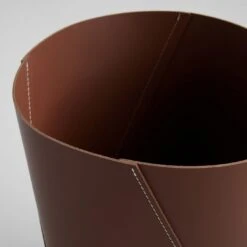 Twist Pecan Leather Waste Bin -Furniture Store 103111 3