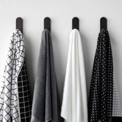 Mini Grid Black Bath Towel -Furniture Store 1 pg 24 25 bath towels curve black hooks 1 8