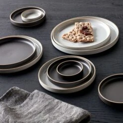 Hasami Black Plate 3.5" -Furniture Store 2 hasami gloss gray and black plates herringbone dishtowel alternate 2 3