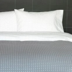 Stitch Pewter + White Reversible Duvet Cover -Furniture Store 9802 stitch pewter white duvet crop 980