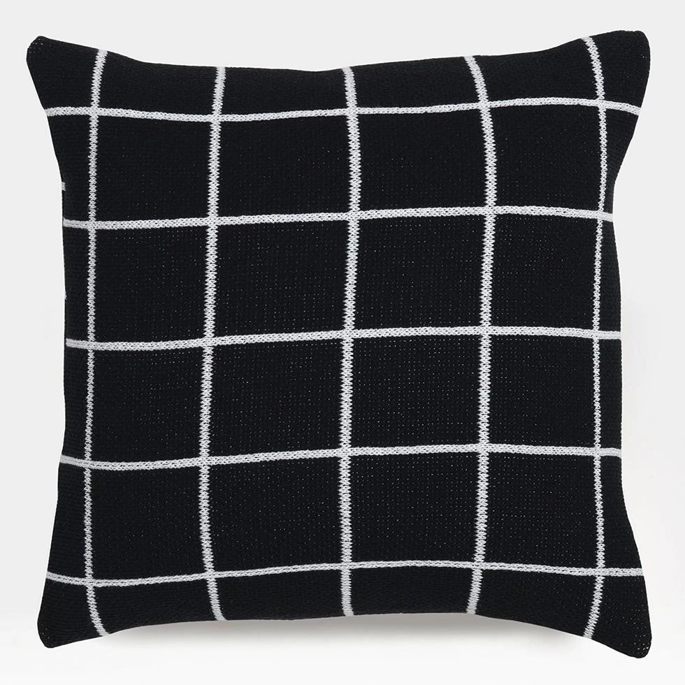Grid Black Knit Throw Pillow Cover 18" X 18" 3 Grid Black Knit Throw Pillow Cover 18" X 18"