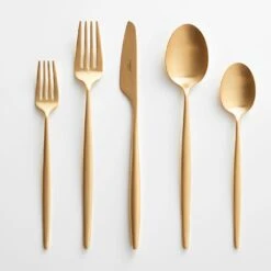 Eve Brushed Gold 5pc Flatware Set -Furniture Store a231139f new main2