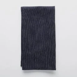 Dash Stripe Navy Linen Teatowel
