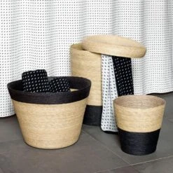 Black Band Tall Floor Basket -Furniture Store a553124tfb gallery2