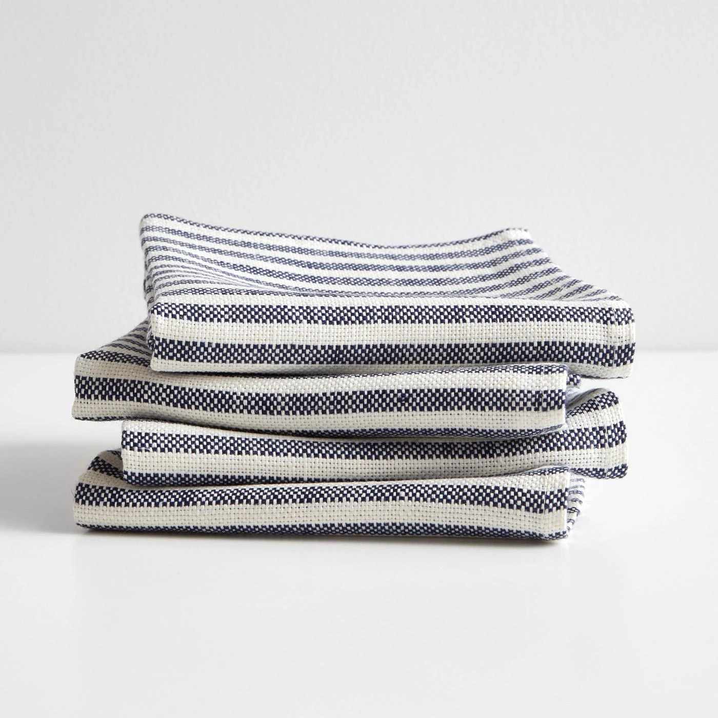 Oxford Stripe Navy Linen Teatowel 4 Oxford Stripe Navy Linen Teatowel - Image 2