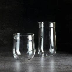 Angle Bell Clear Double Old Fashioned Glasses Set Of 2 -Furniture Store angle bell clear glassware slate box 1