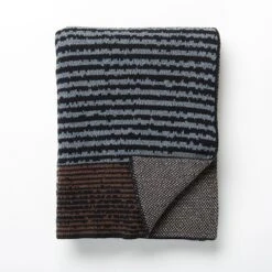 Strata Black Knit Throw Blanket