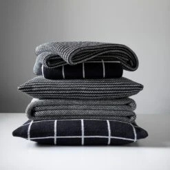 Birds Eye Tweed Knit Throw Blanket -Furniture Store birds eye stripe tweed grid black pillow covers and knit blankets pg 49 1 1