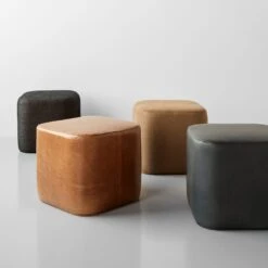 Block Black Twill Ottoman -Furniture Store block ottomans