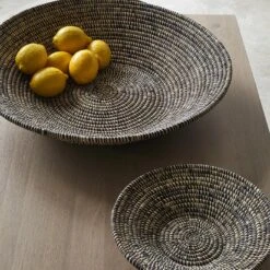 Heathered Black And Natural Bowl 24" -Furniture Store catalog raffia trays pg 5c