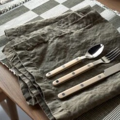 Bistro Ivory 5pc Flatware Set 21 Bistro Ivory 5pc Flatware Set -Furniture Store ceke placemat linen sage napkin 1 2