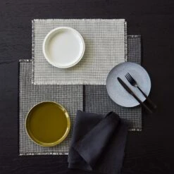 Mourne Check Slate Placemats Set Of 4 -Furniture Store check placemats in slate graphite and cloud edit 7