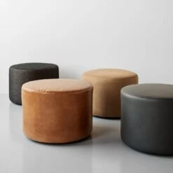 Cylinder Heathered Brown Ottoman -Furniture Store cylinder ottomans 3