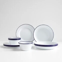 Falcon White Enamelware Plates Set Of 4 -Furniture Store falconwhitedinnerwareset 1