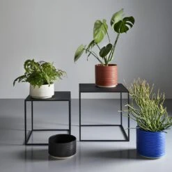Fera Black Nesting Tables Set Of 2 -Furniture Store fera black nesting tables ribbed oblique planters