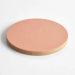 Dot Apricot Round Leather Coasters Set Of 4