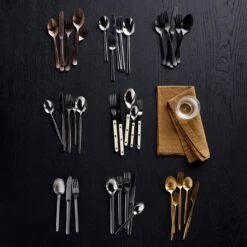 Galvin Copper 5pc Flatware Set 27 Galvin Copper 5pc Flatware Set -Furniture Store flatware grid linen bronze napkin departo low glass 4