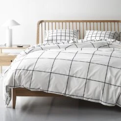 Grid Black Pillowcase Set 24 Grid Black Pillowcase Set -Furniture Store grid black duvet main newsp20 5