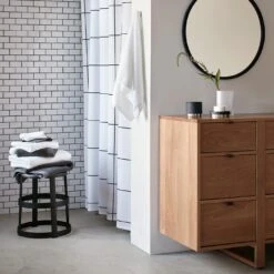 Hub Black Round Wall Mirror 24" 9 Hub Black Round Wall Mirror 24" -Furniture Store grid shower curtain 6063 stool logan towels fulton 9 drawer dresser 24in hub mirror 1 1