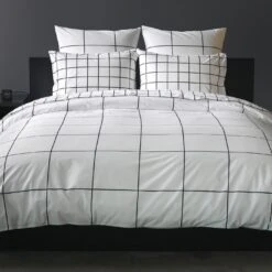 Grid Black Pillowcase Set 25 Grid Black Pillowcase Set -Furniture Store gridduvet 1400 6