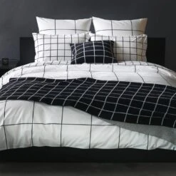 Grid Black Knit Throw Blanket -Furniture Store gridduvet 2 1400 1 9