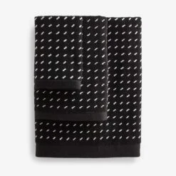 Stitch Black + White Bath Towel -Furniture Store h022084wc h022084ht h022084bt new gallery 1 2