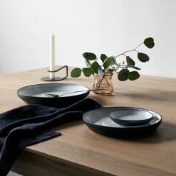Rim Black Plate 8" -Furniture Store h19 front cover nocto taper candleholder rim dinnerware luna vase linen napkin kolmar oak dining table 3
