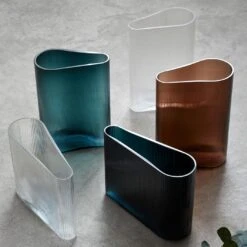 Mist Clear Wide Vase 8.25" -Furniture Store h19 page 17 mist vases clear petroleum and caramel 3