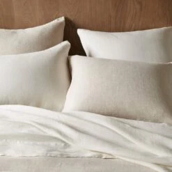 Oatmeal Chambray Linen Duvet Cover -Furniture Store ivory hemp and oatmeal chambray bedding 2 1 2