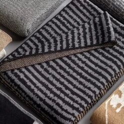 Strata Black Knit Throw Blanket -Furniture Store knit throws 2