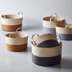 Gray Band Loma Basket 15.75" -Furniture Store loma baskets ochre gray and black band 1 2