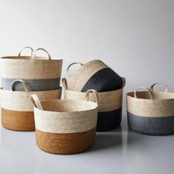 Gray Band Loma Basket 19.5" 19 Gray Band Loma Basket 19.5" -Furniture Store loma baskets ochre gray and black band 2 1 1