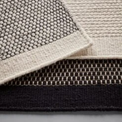 Loop Black Rug 5'7" X 7'9" 20 Loop Black Rug 5'7" X 7'9" -Furniture Store loop collection rugs runners detail for active black ivory white 2 color corrected 3