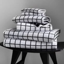 Mini Grid Black Bath Towel -Furniture Store mini grid black towels 1