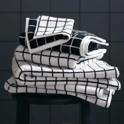 Mini Grid Black Hand Towel -Furniture Store minigridtowel gallery4 1